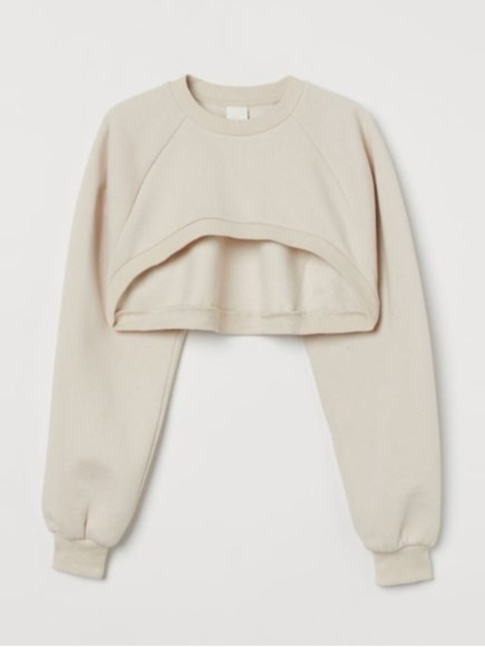 H&M Cut Out Cropped Cream Sweatshirt